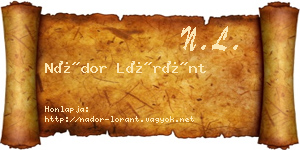 Nádor Lóránt névjegykártya