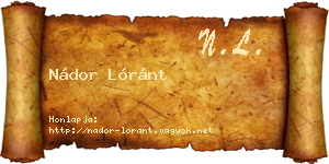 Nádor Lóránt névjegykártya